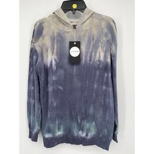5th & Ryder Womens Hoodie Sweatshirt Blue Gray Tie Dye Long Sleeve Size Large